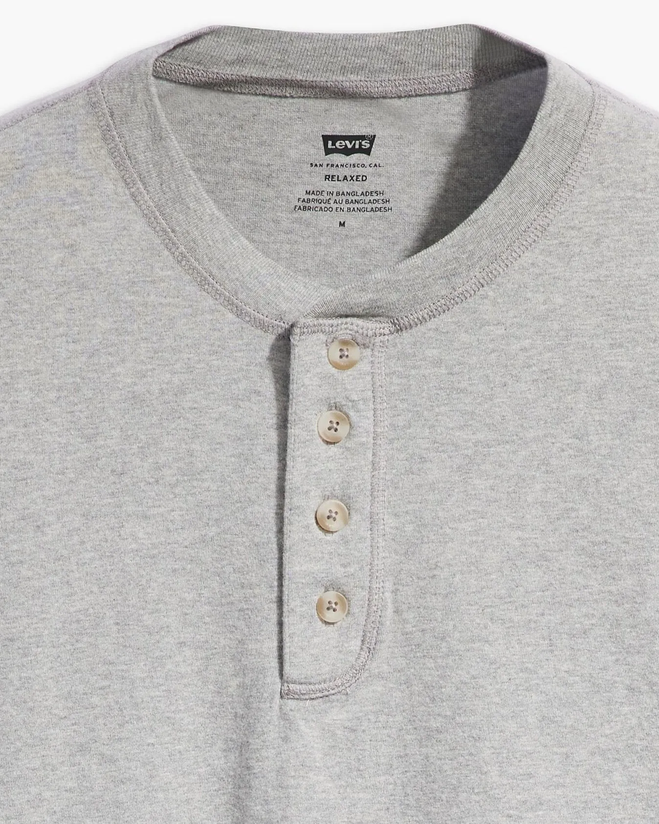 Levi's® S/S 4 Button Henley - Mid Tone Grey Heather