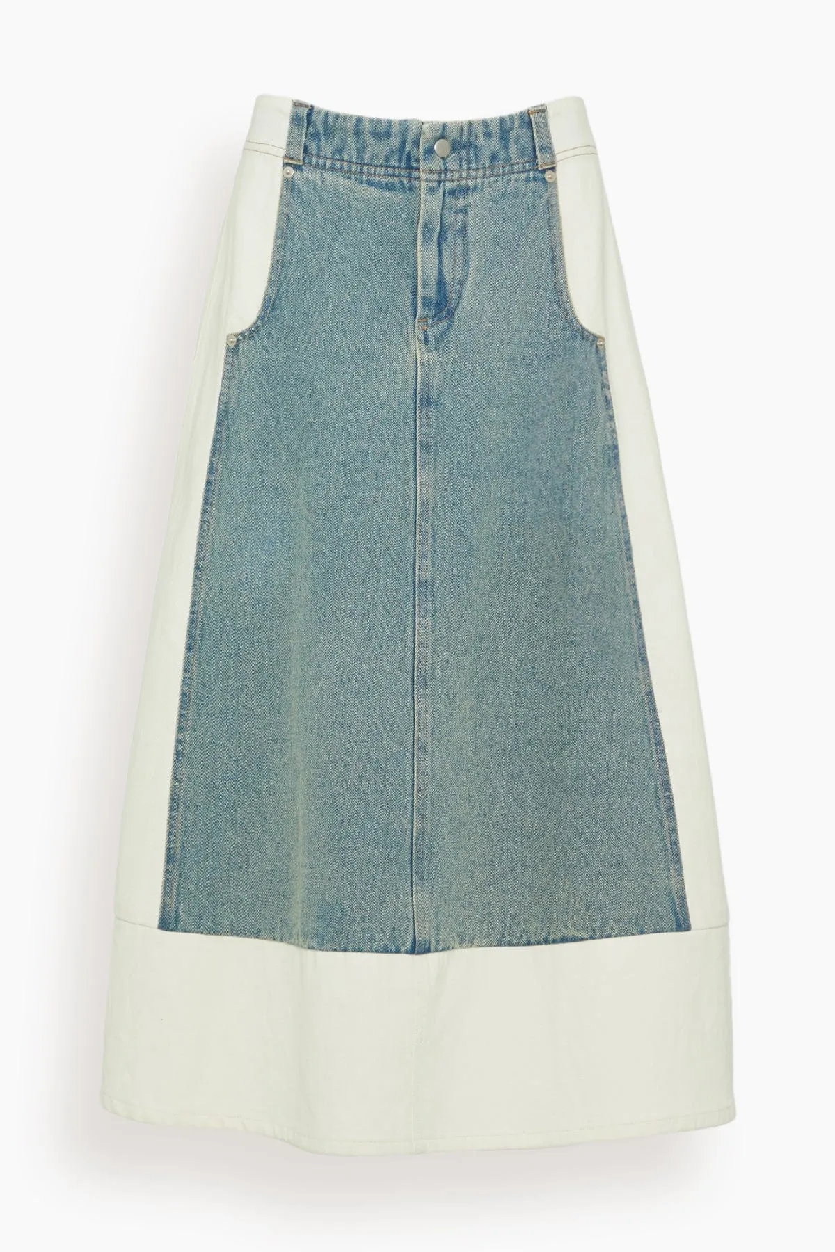 Liam Pieced Denim Skirt in Blue