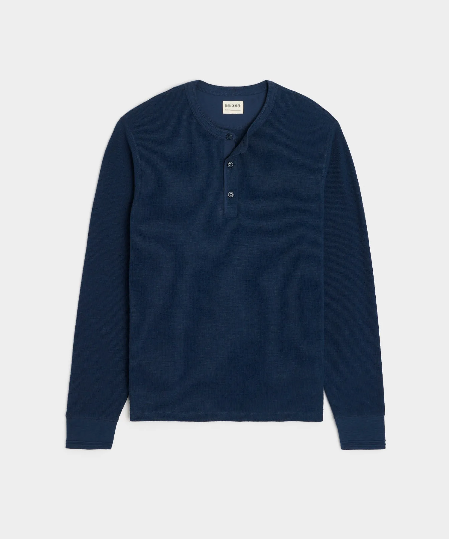 Lightweight Mini Waffle Henley in Classic Navy