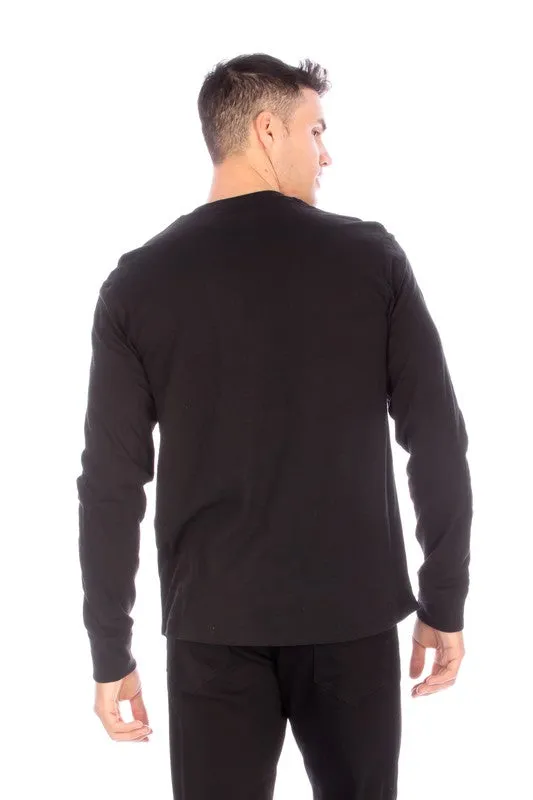 LONG SLEEVE HENLEY BLACK