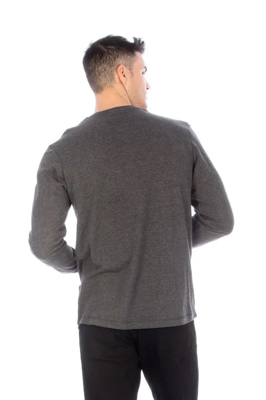 LONG SLEEVE HENLEY CHARCOAL