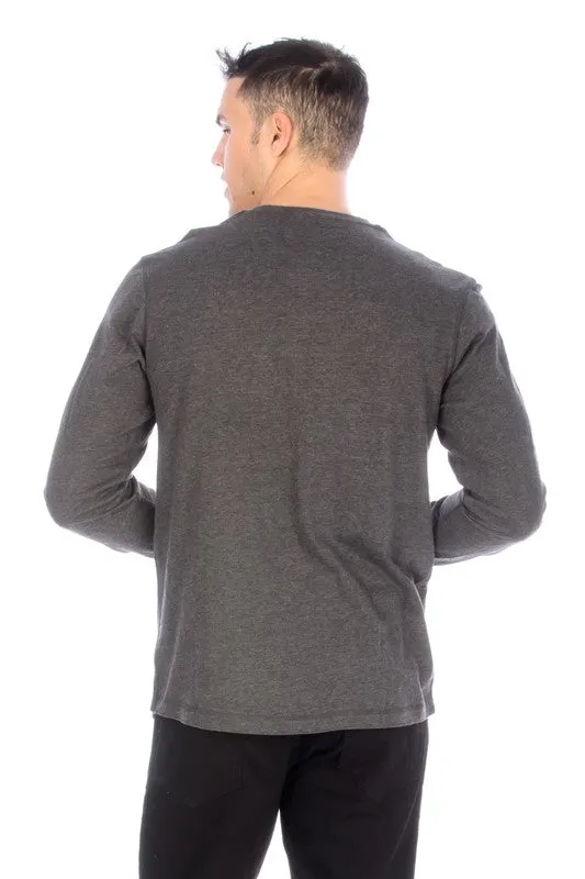 LONG SLEEVE HENLEY CHARCOAL