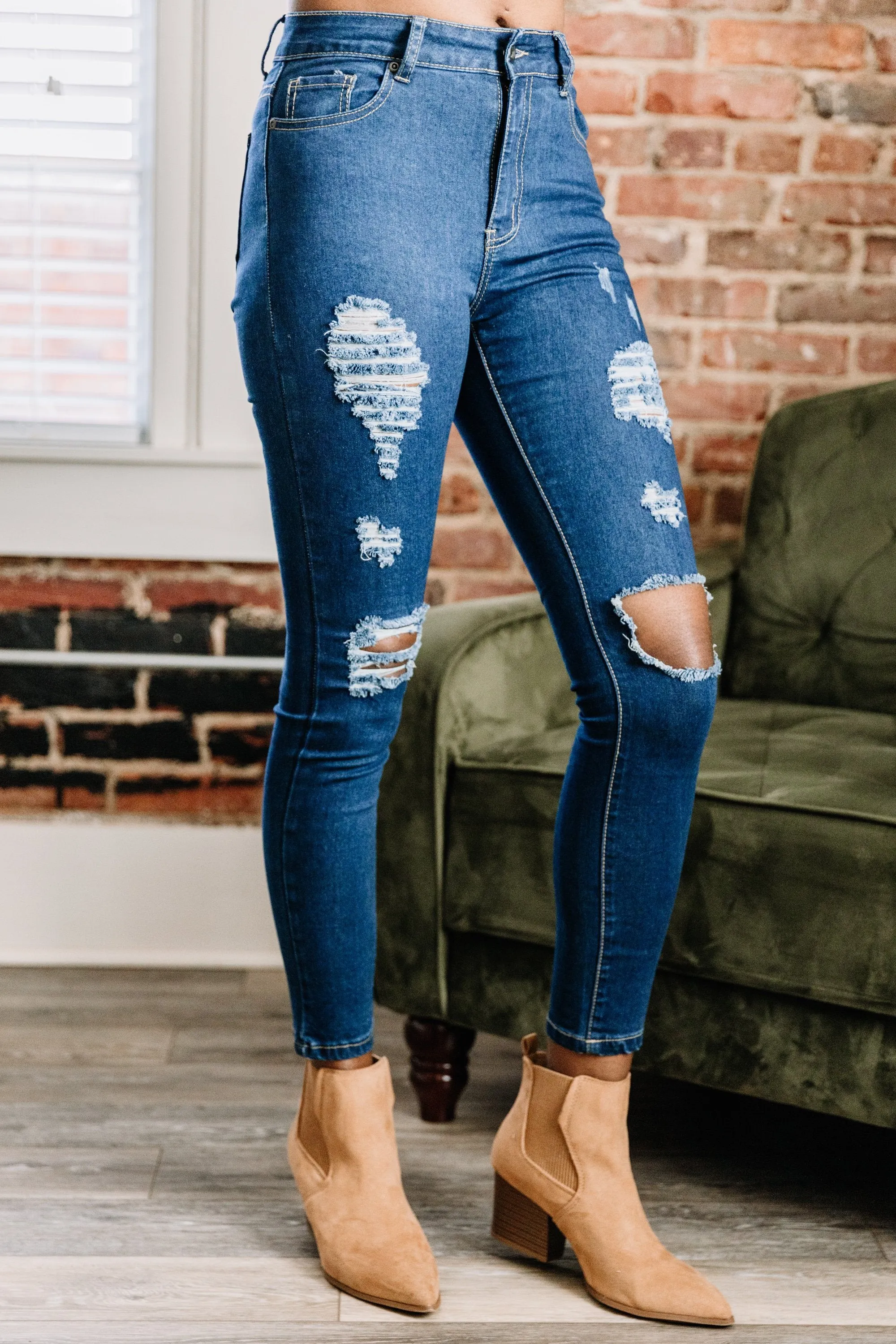 Make It Work Medium Denim Distressed Skinny Jeans