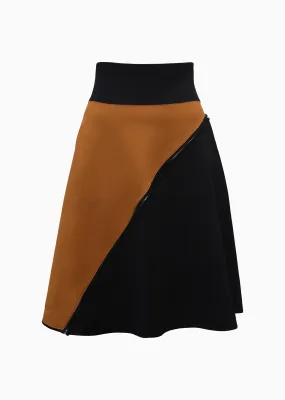 Mariette – Asymmetrical Zip Bicolor Knit Skirt