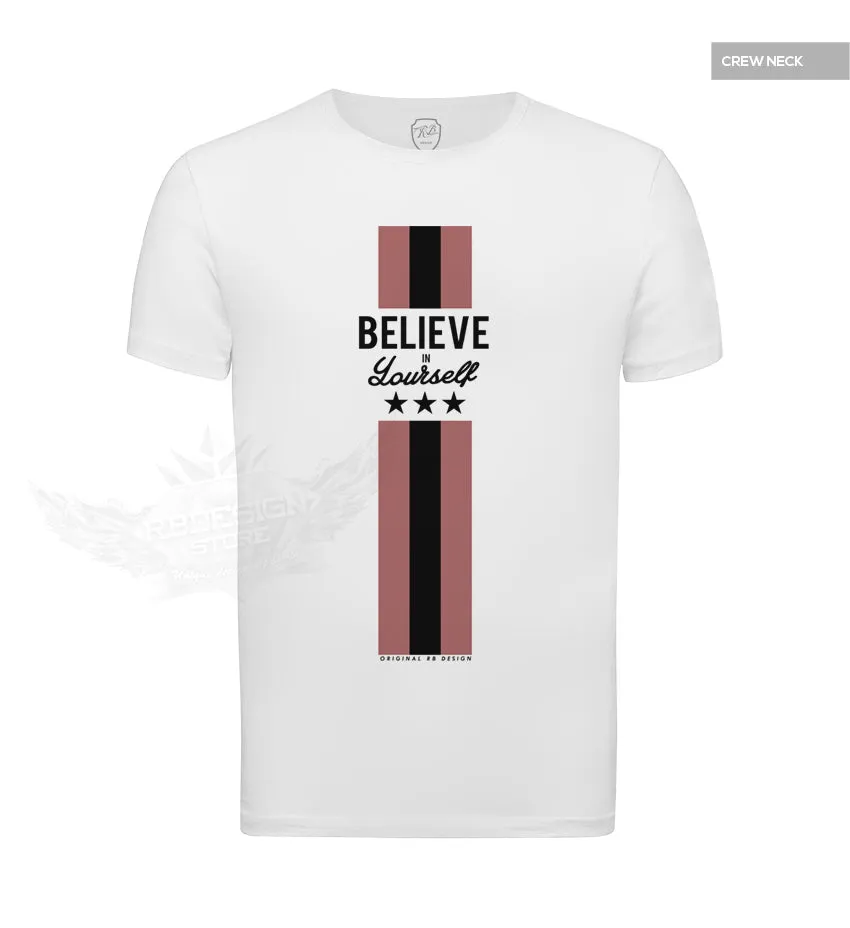 Mens Casual White T-shirt "Believe in Yourself" MD856