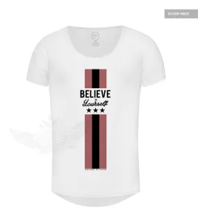 Mens Casual White T-shirt "Believe in Yourself" MD856