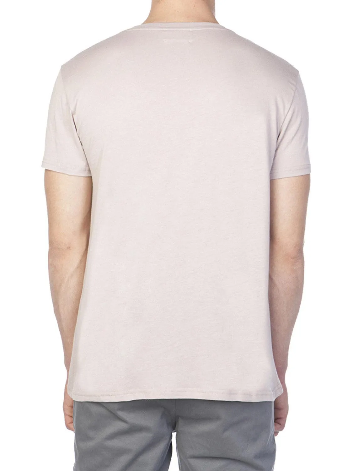 Modal Blend V-neck Pocket T-shirt Powder