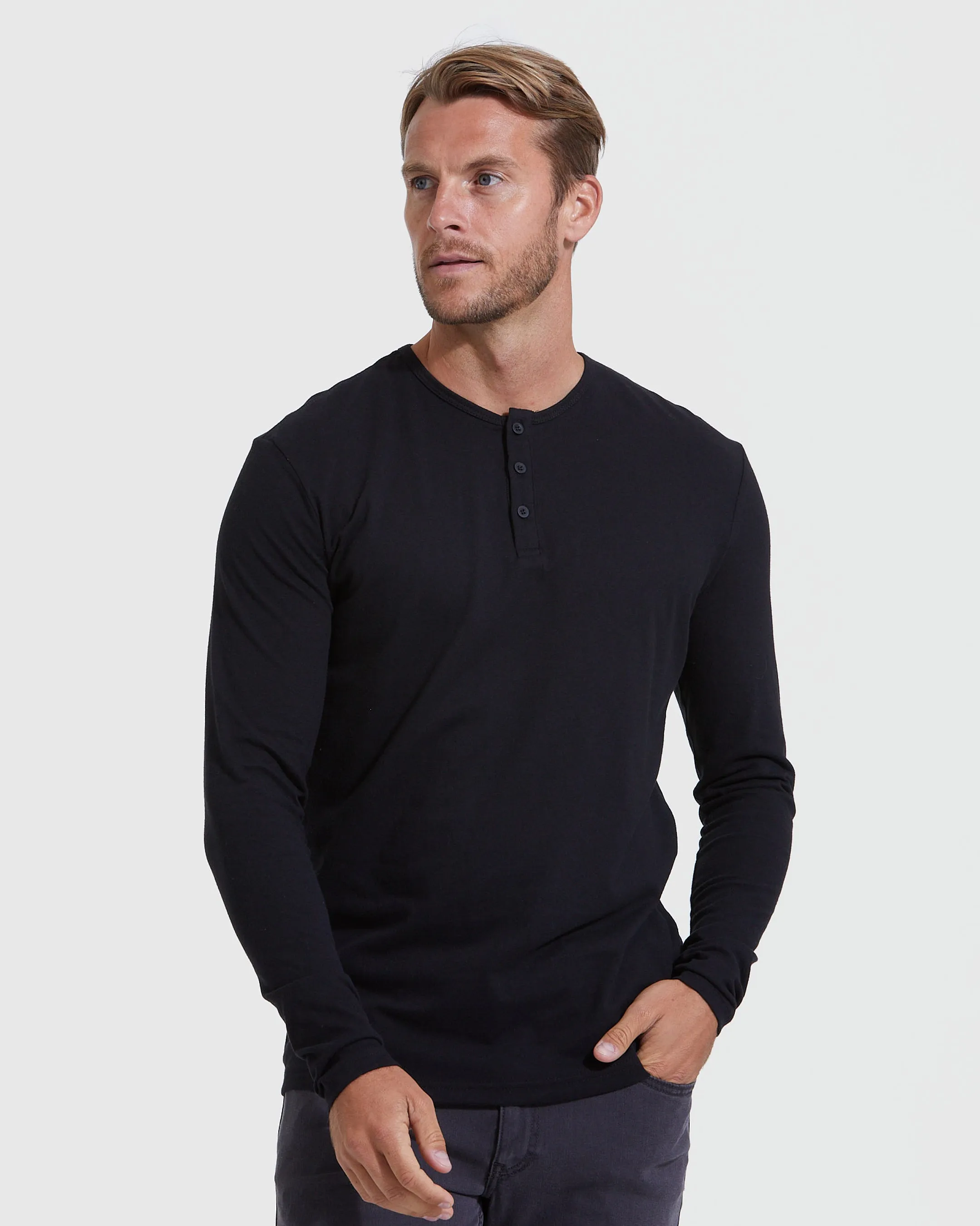 Monochrome Long Sleeve Henley 3-Pack