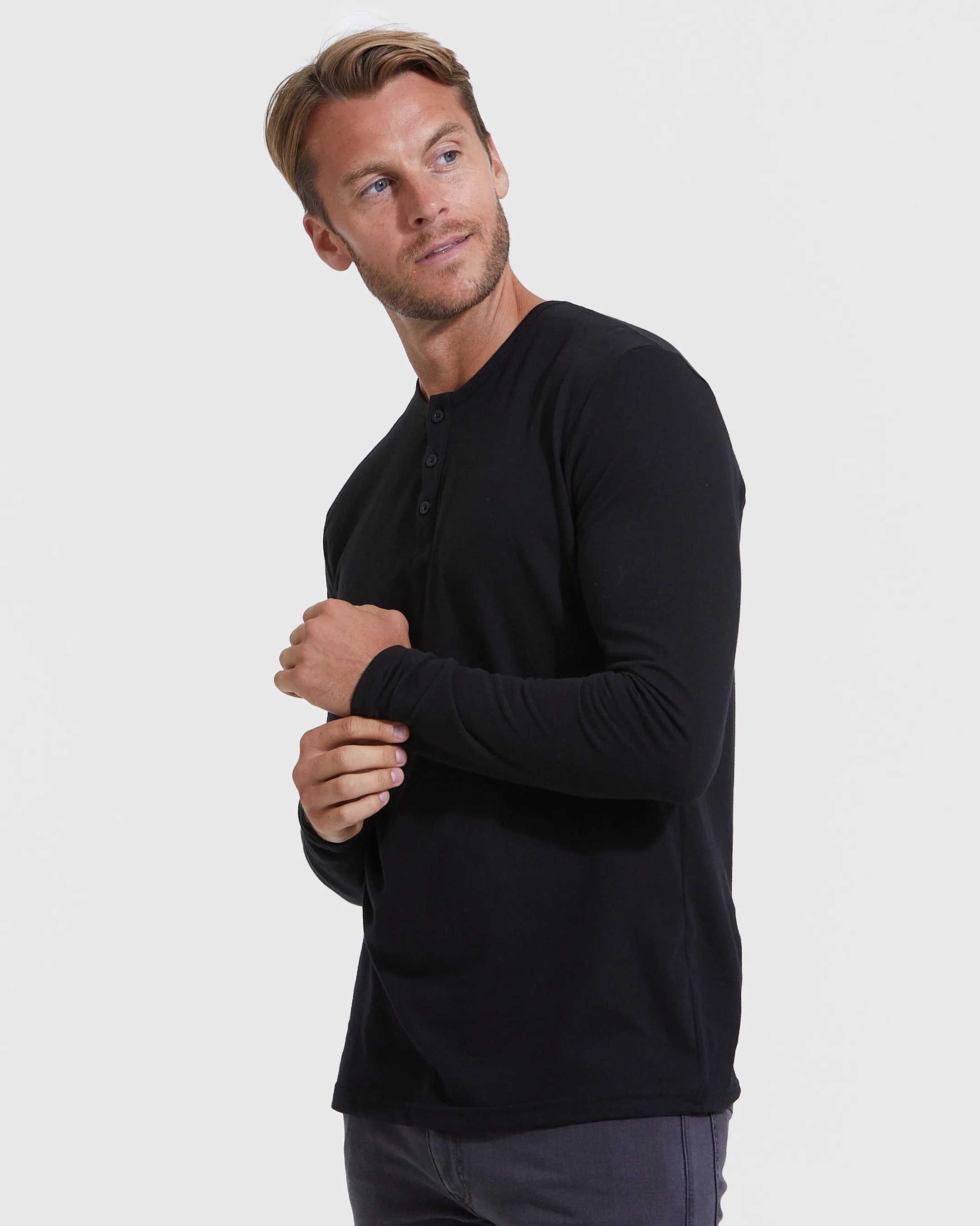 Monochrome Long Sleeve Henley 3-Pack