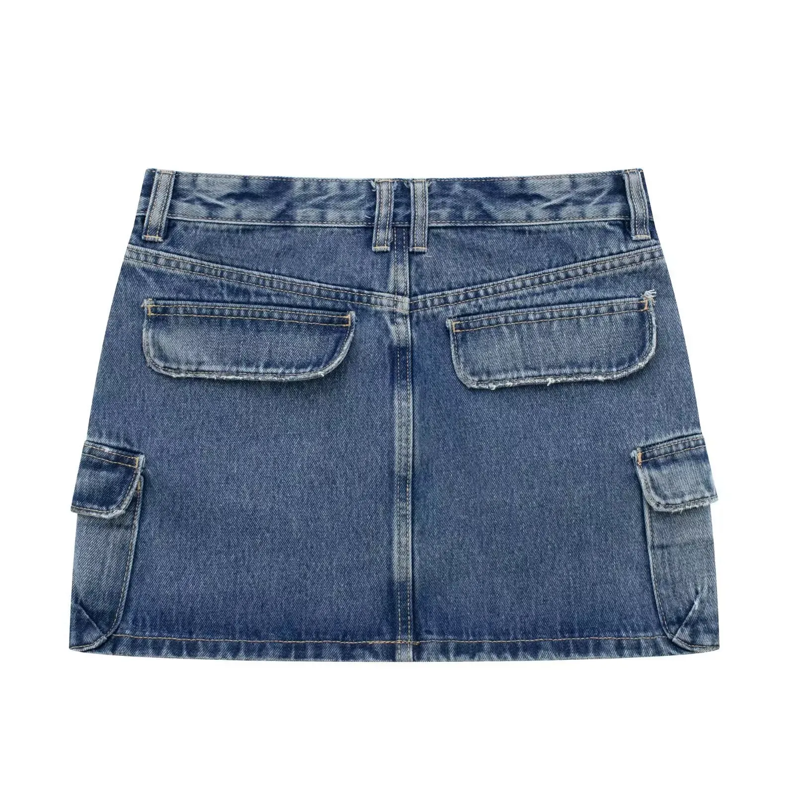 Multi-Pocket Denim Skirt