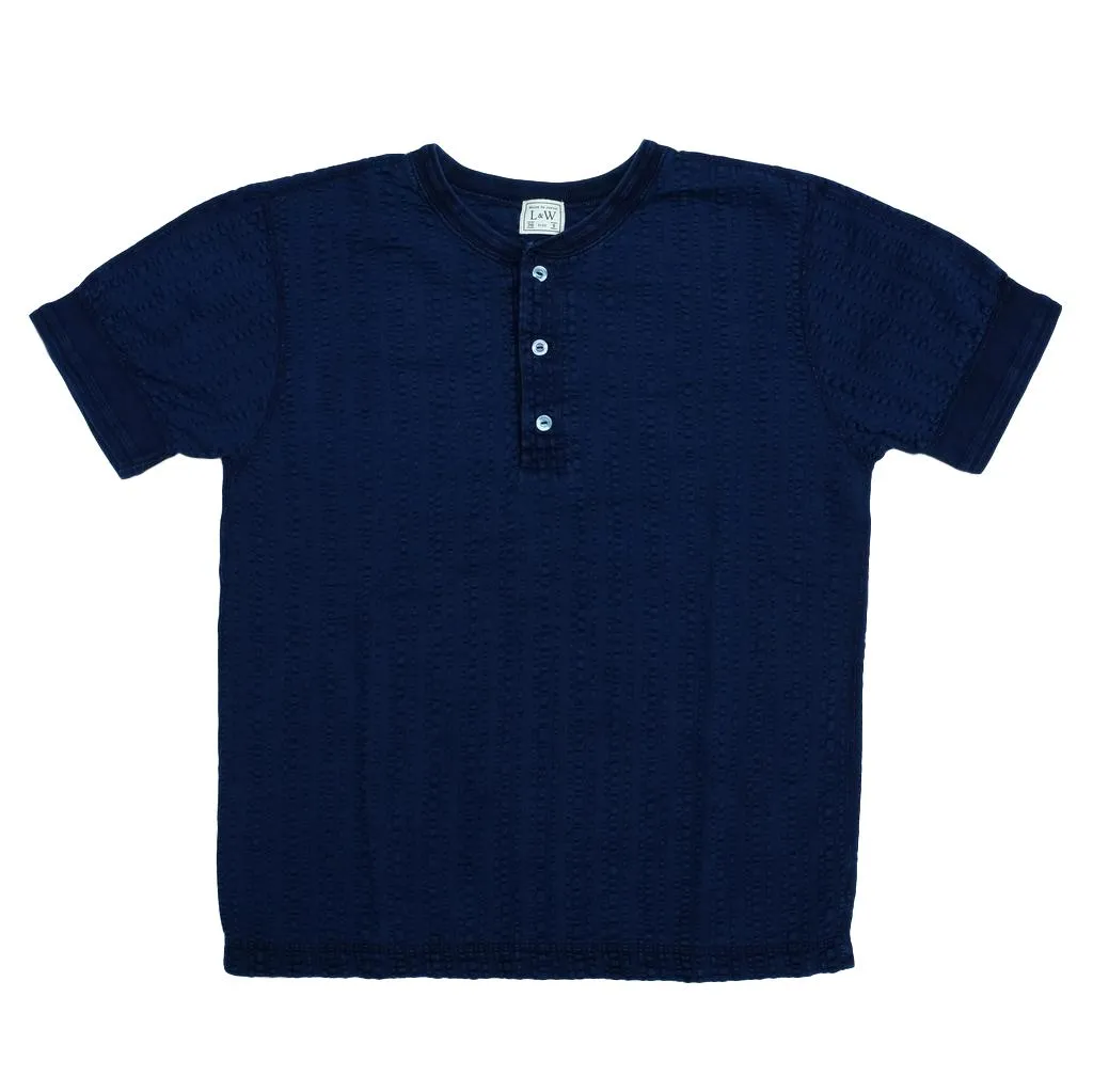 OD LW Random Broad Stitch Indigo Dyed Classic Henley