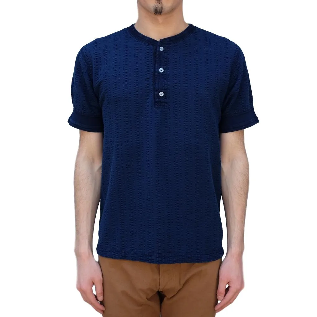 OD LW Random Broad Stitch Indigo Dyed Classic Henley