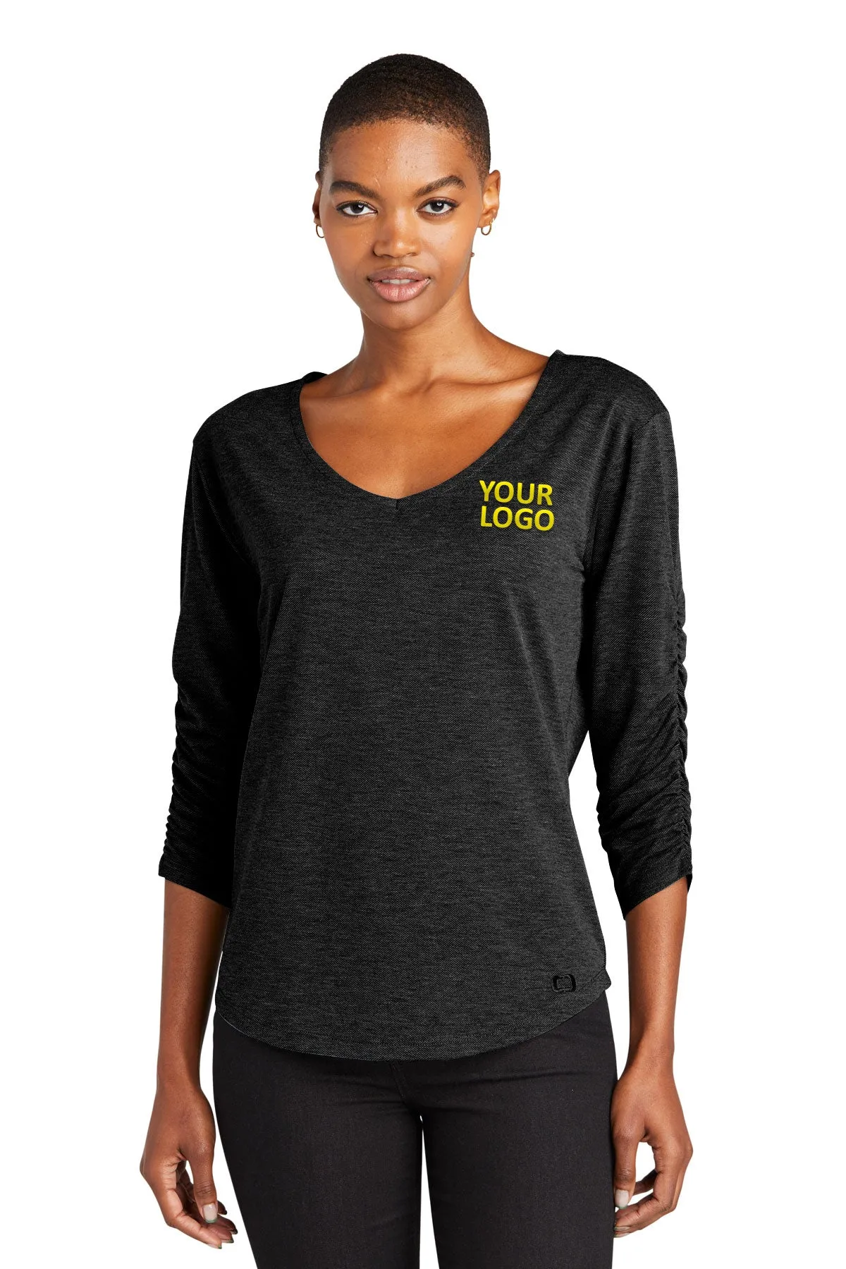 OGIO Ladies Evolution Custom V-Neck Tees, Blacktop