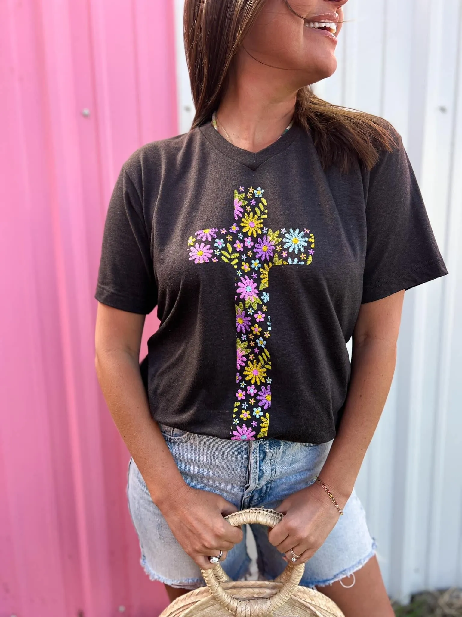 OLIVER & OTIS EMBROIDERY STITCH CROSS TEE