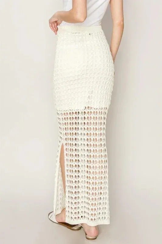 OPEN KNIT CROCHET MAXI SKIRT