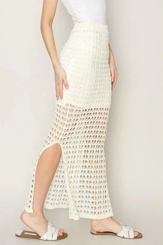 OPEN KNIT CROCHET MAXI SKIRT