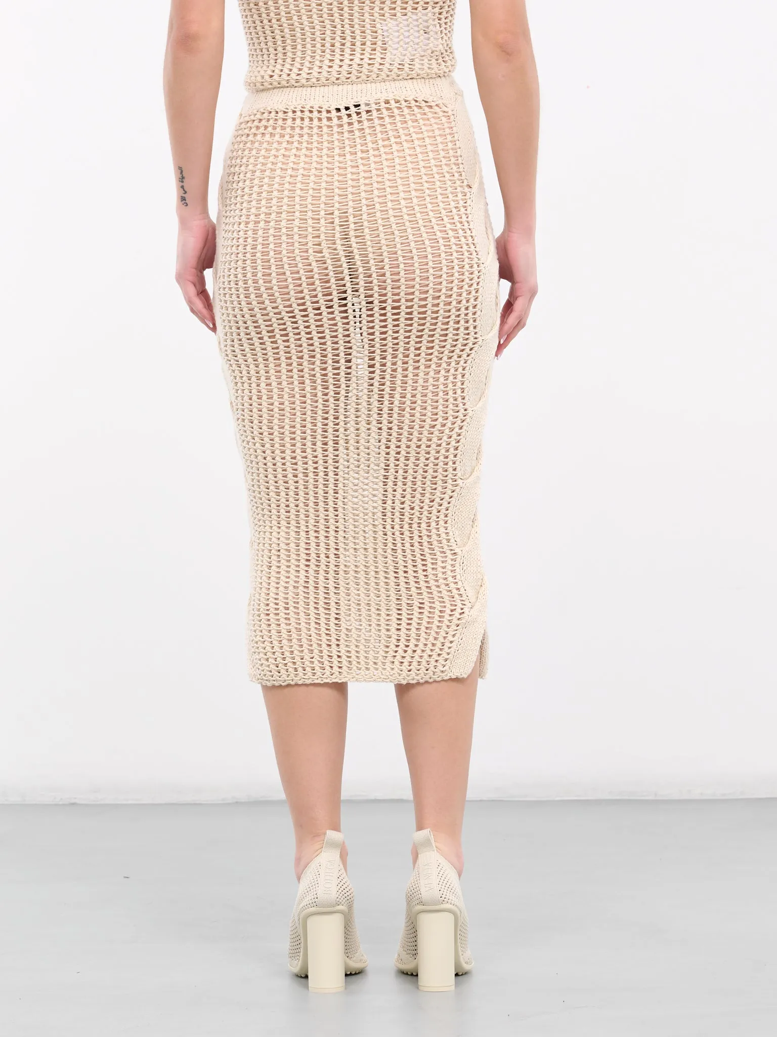 Open Knit Midi Skirt (KNIT-12-BEIGE)