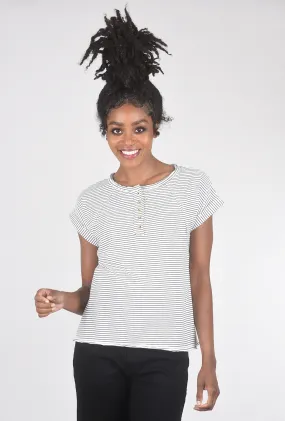 Pinstripe Henley Top, White