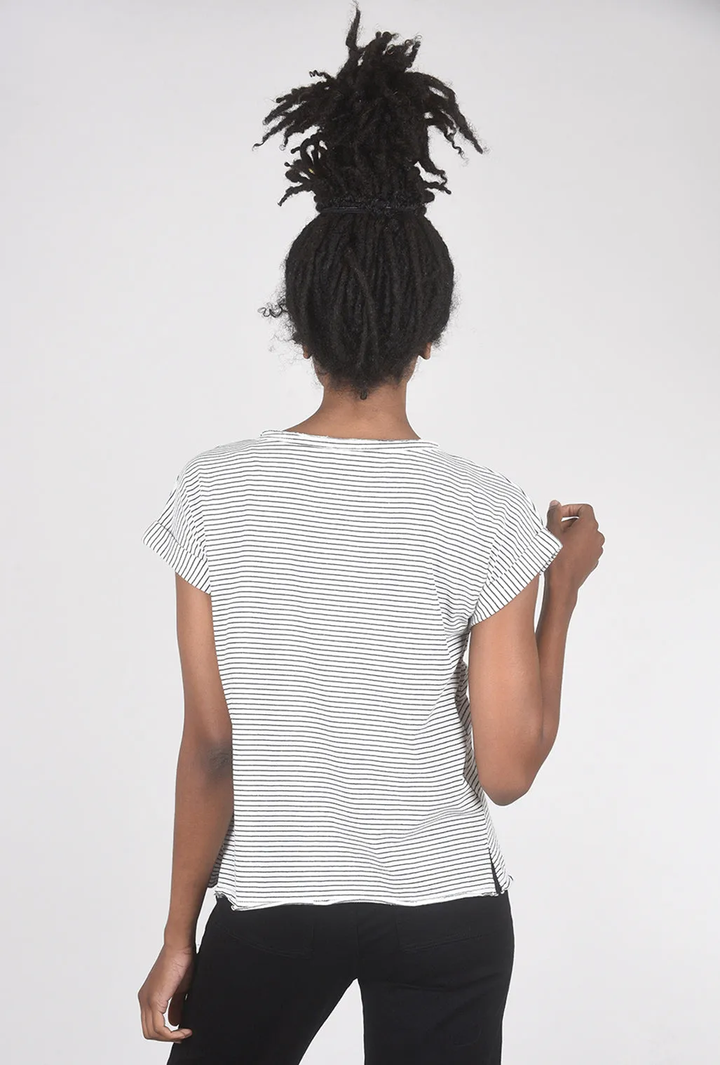 Pinstripe Henley Top, White