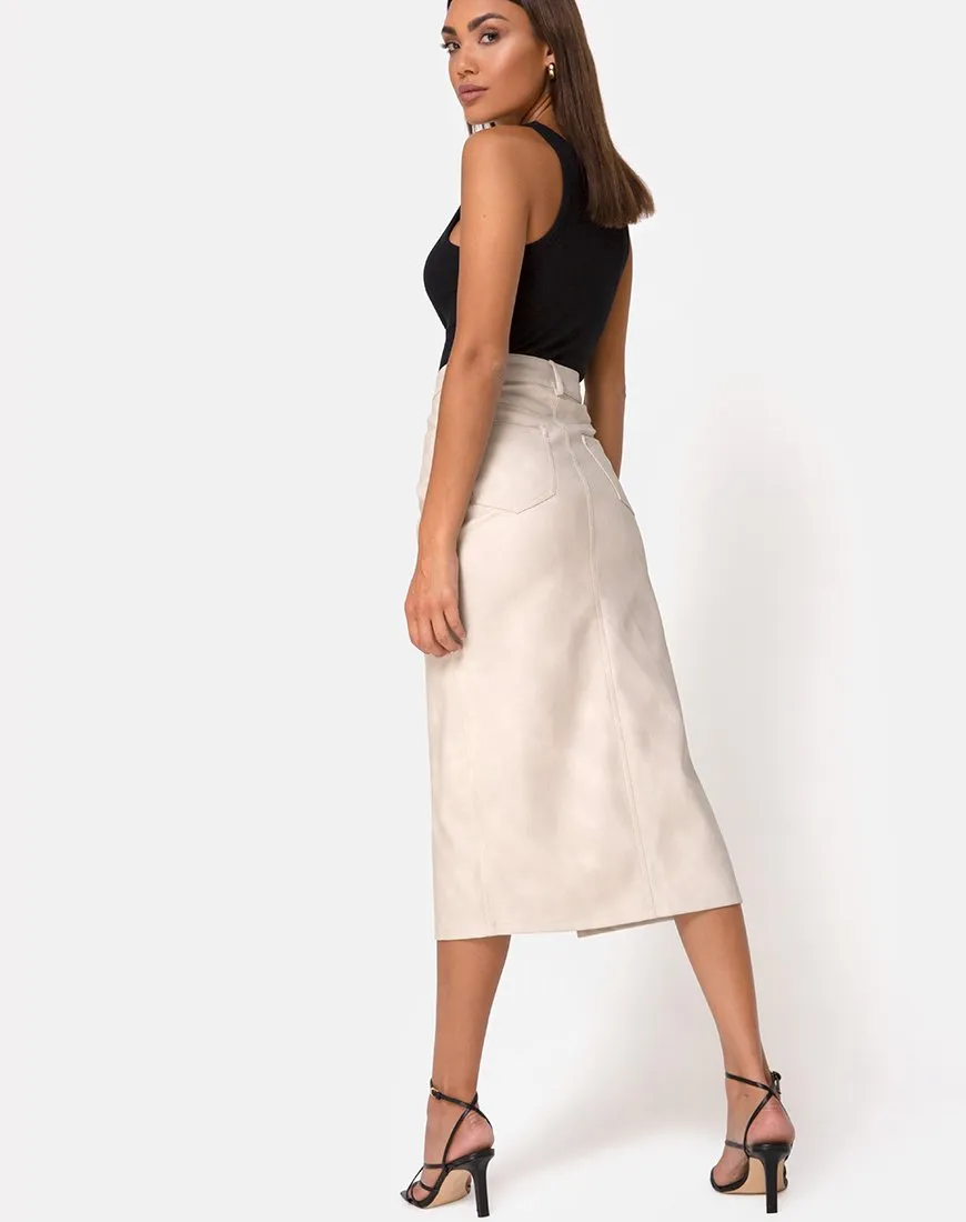 Pyra Midi Skirt in PU Stone