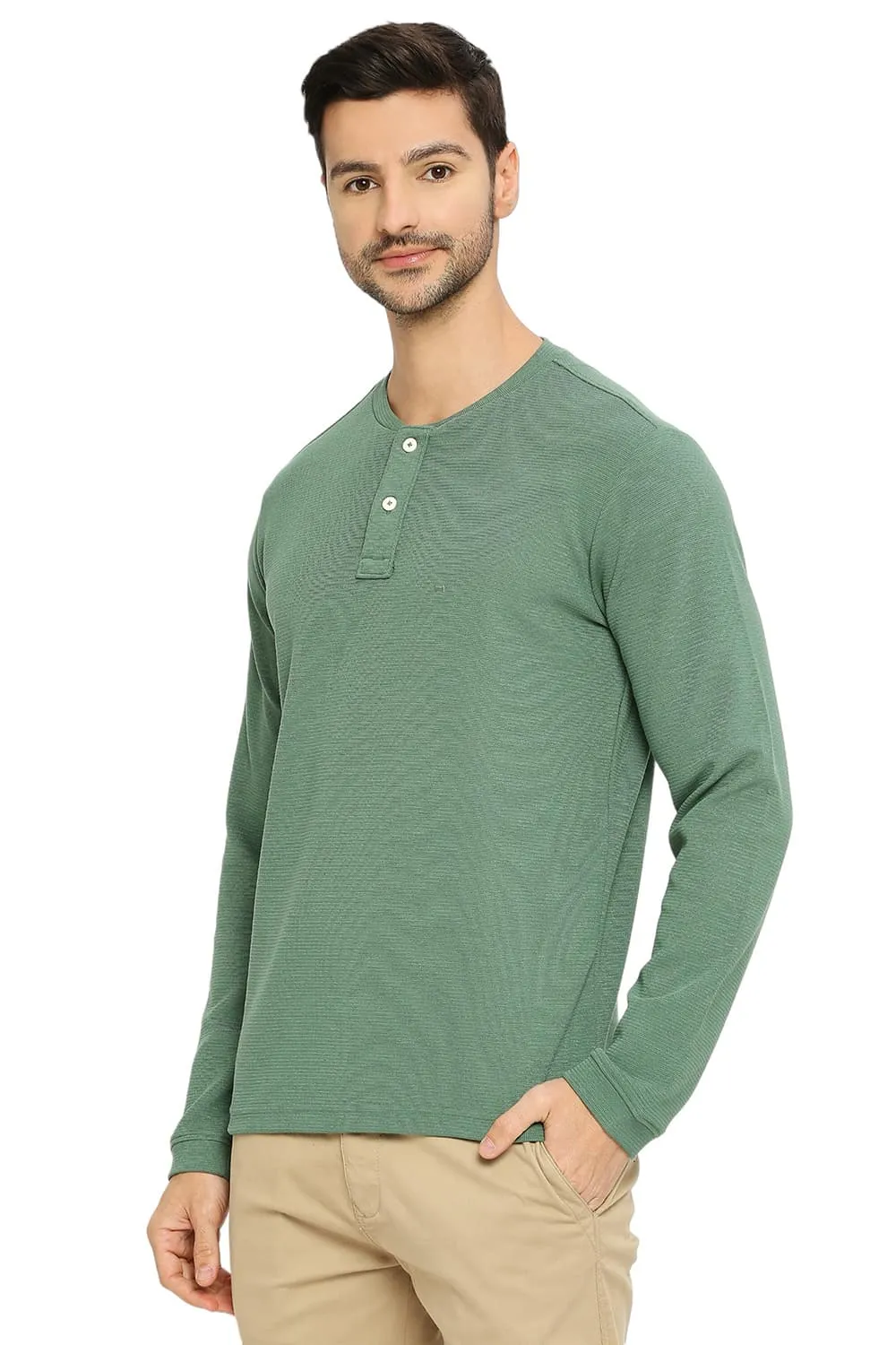 Regular Fit Cotton Polyester Stretch Solid Henly T-Shirts