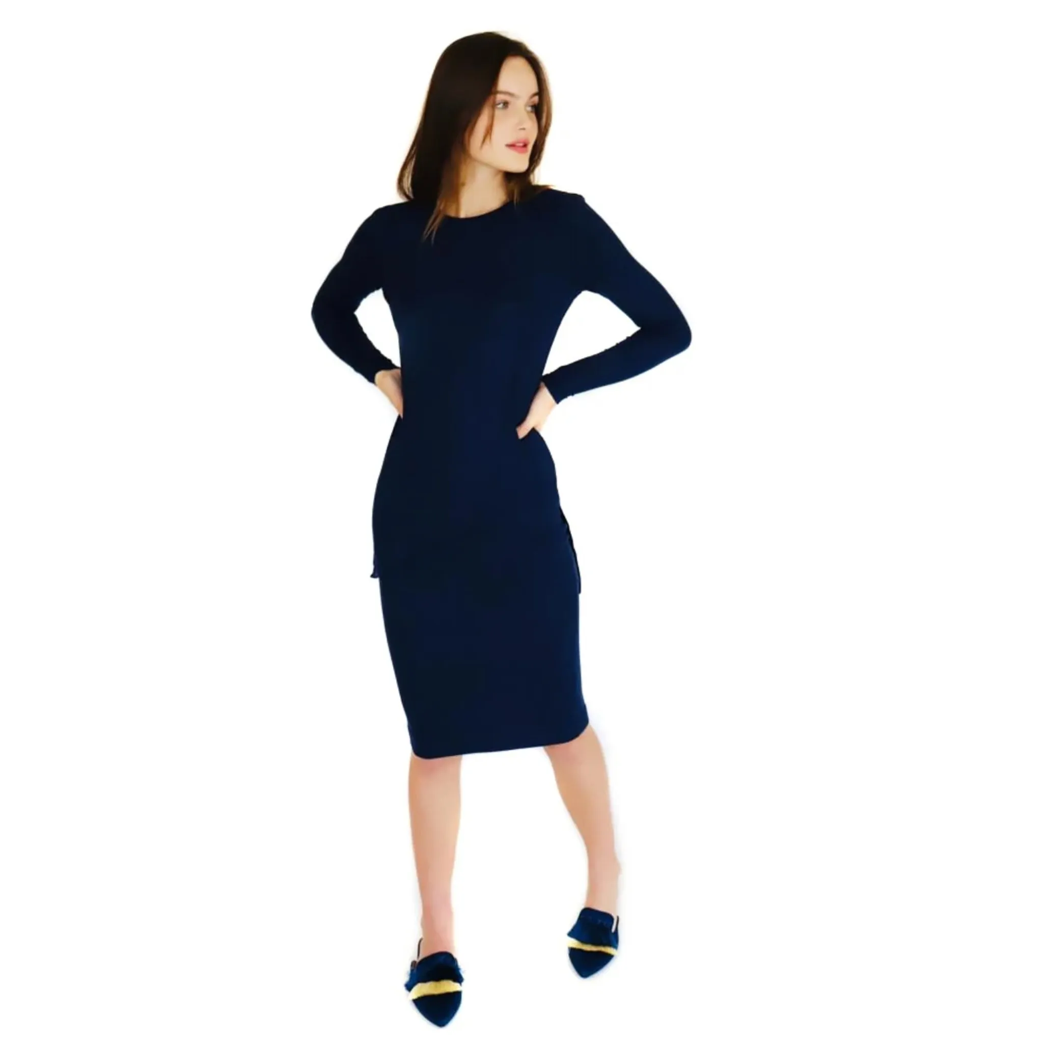 Ribbed Pencil Skirt Ava Lea: Navy