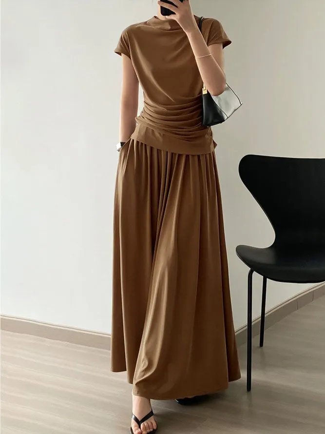 Solid Color High Waisted Loose Skirts Bottoms