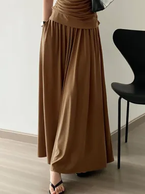 Solid Color High Waisted Loose Skirts Bottoms