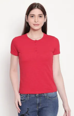 Spykar Women Red Viscose Slim Fit M and arin T-Shirts