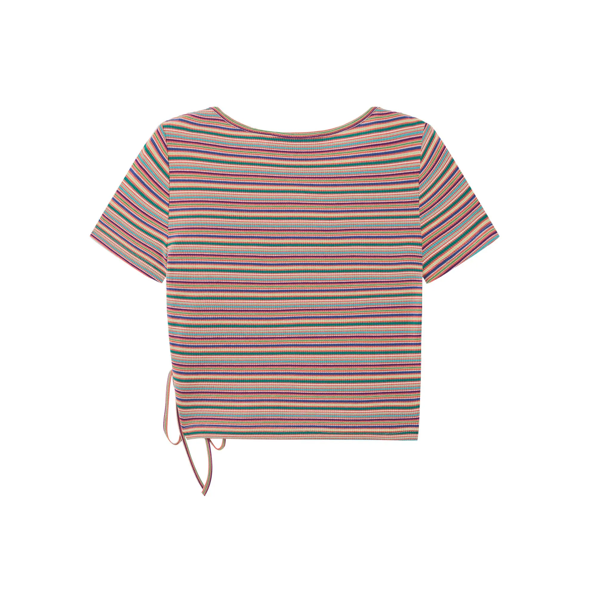 Striped V-Neck Wrap T-Shirt