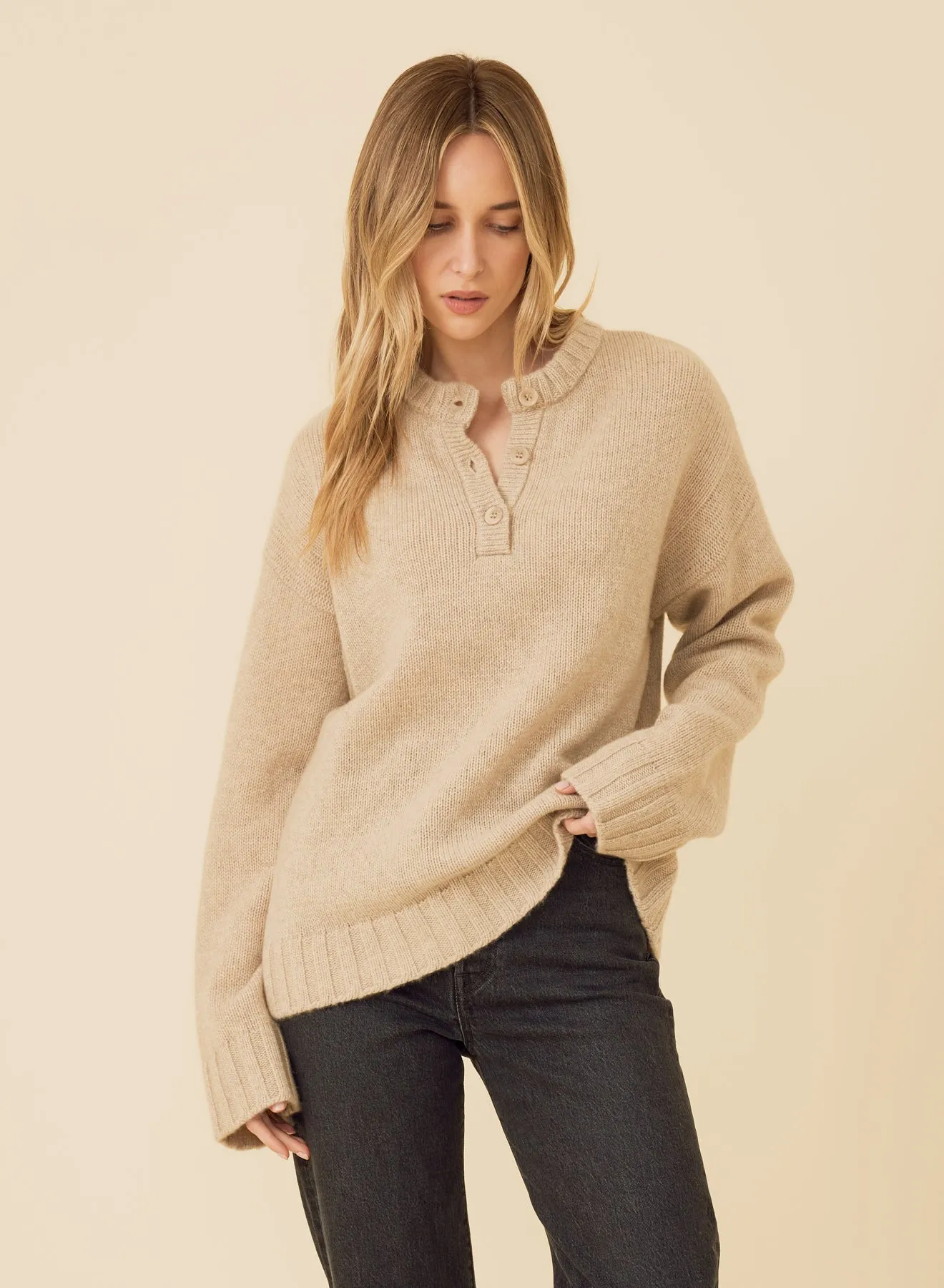 Tacoma Cashmere Henley - Oatmeal