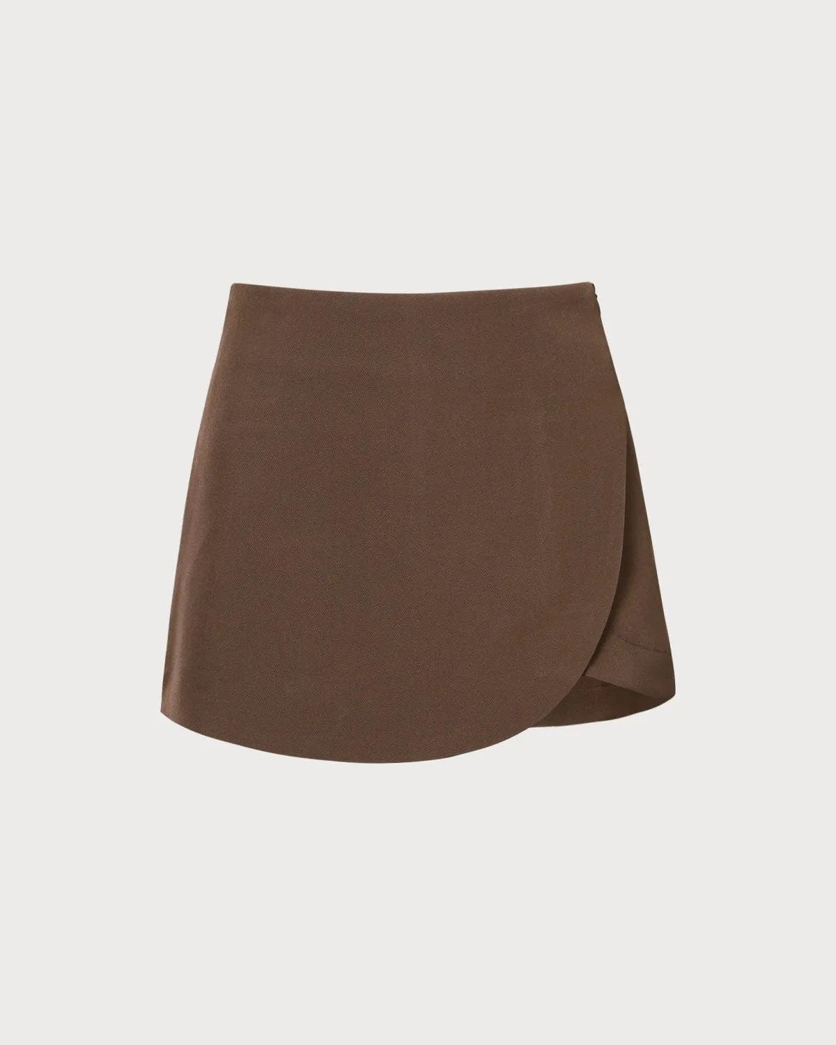 The Khaki High Waisted Overlap Skort