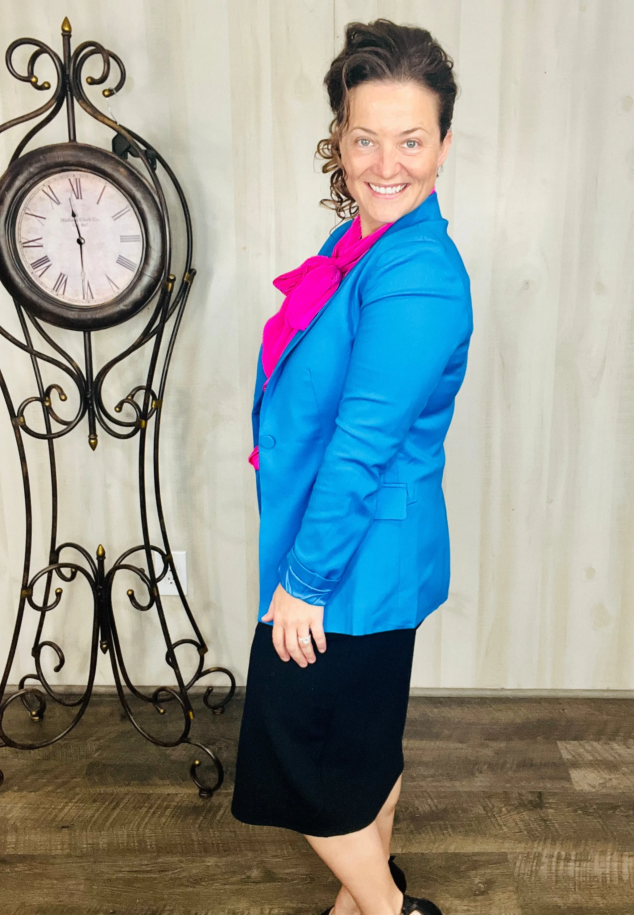 Tracy Long Sleeved Blazer- Turquoise