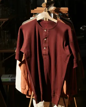 US002 Henley Neck Short Sleeve in Mahogany