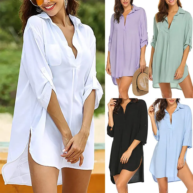 V-Neck Beach Sunscreen Shirt