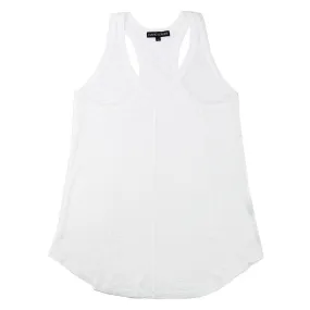 V Neck Racer Tank - White