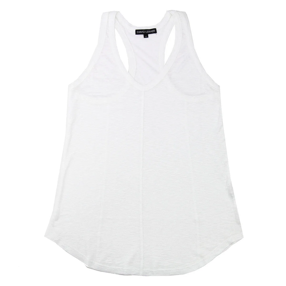 V Neck Racer Tank - White