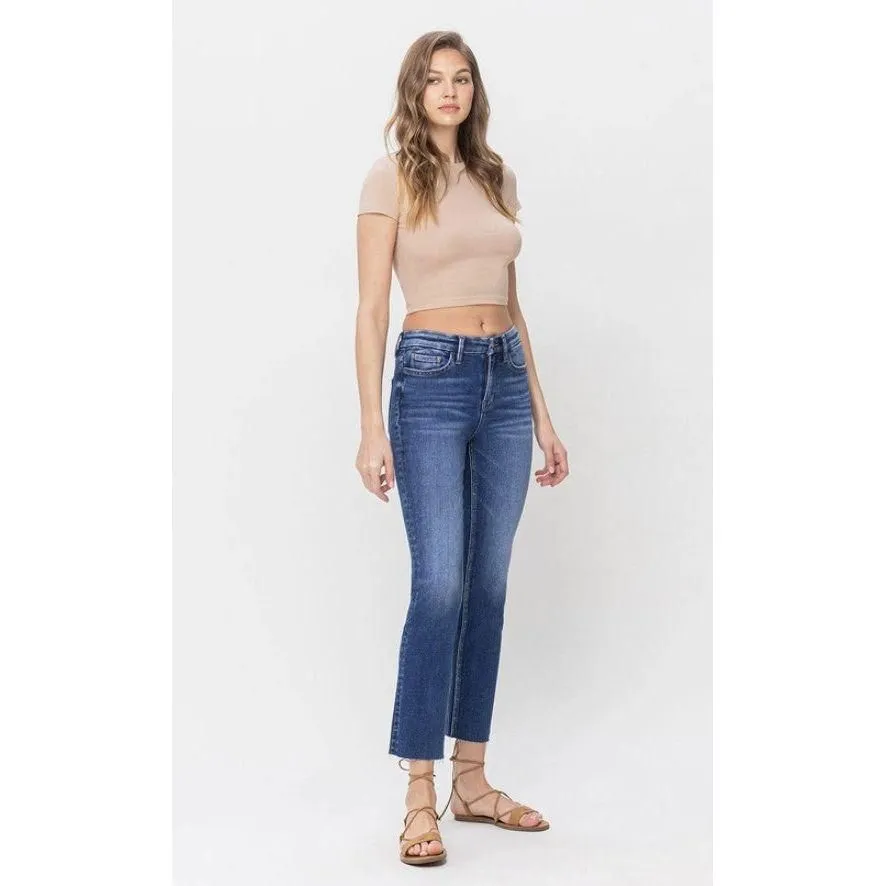 Vervet Dark Wash Super High Rise Stretch Straight Jeans