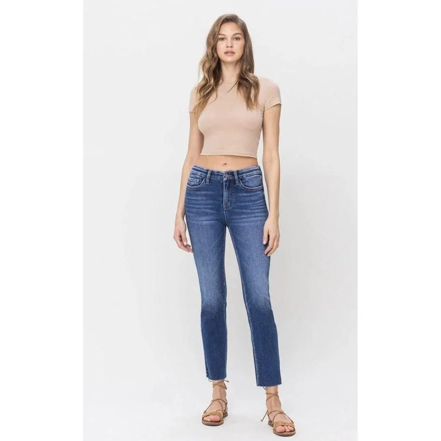 Vervet Dark Wash Super High Rise Stretch Straight Jeans