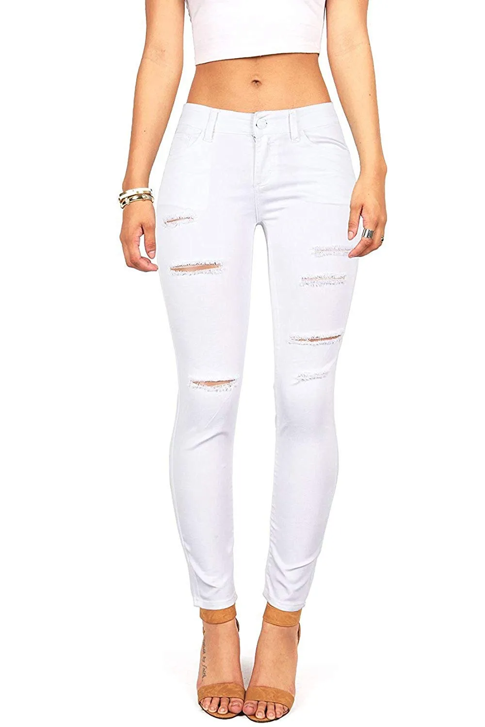 Wax Women's Slashed Destruction Mid-Rise Skinny Jean